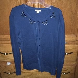 Blue Jeweled Cardigan